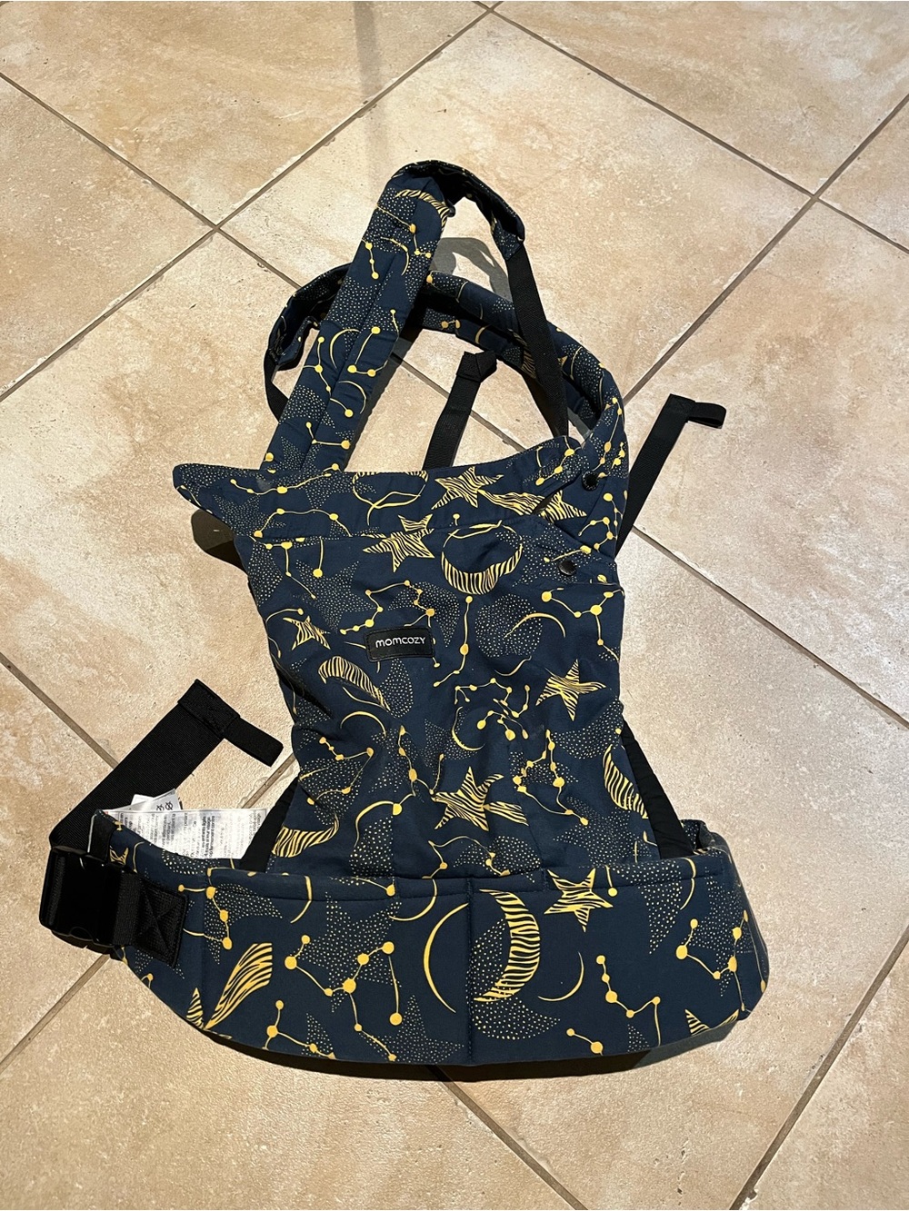 MomCozy Kids Carrier Bib - Navy with Yellow Constellation Print